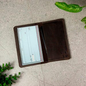 Cubierta de chequera personalizada, cubierta de chequera de cuero, cubiertas de cheques de cuero, cubierta de chequera con monograma, billetera de chequera de cuero para hombres