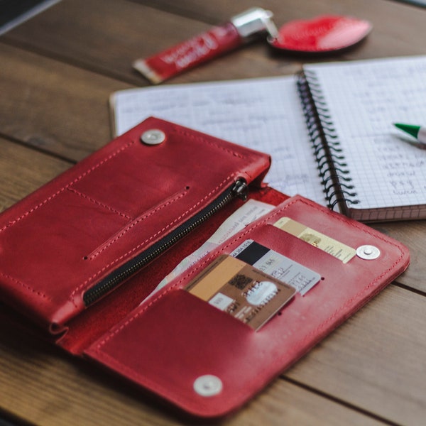 Buy Slim Leather Wallet Etsy