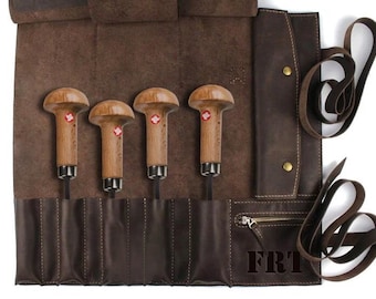 Leather chisel roll,Leather tool storage,Gift for handyman,Leather tool wrap,Leather tool roll,Leather tool case,Gift for crafters