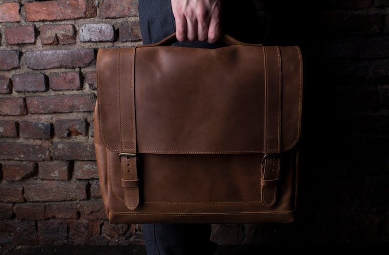 Laptop bag men,Leather anniversary gift for him,Leather satchel men,Personalized leather bag for man image 9