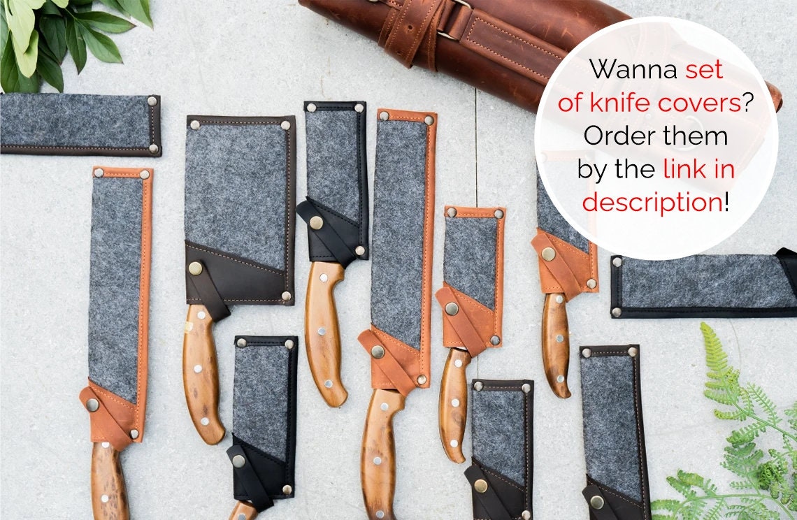ELIZO Juego de rollos de cuchillos de cuero genuino, estuche pequeño para  cuchillos de chef, funda de transporte, bolsa de almacenamiento, regalo de