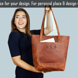Leather tote bags for women,Tote bag,large leather tote bag,Brown leather tote,Laptop bag,Tote bag with pockets,Leather gifts for her image 4