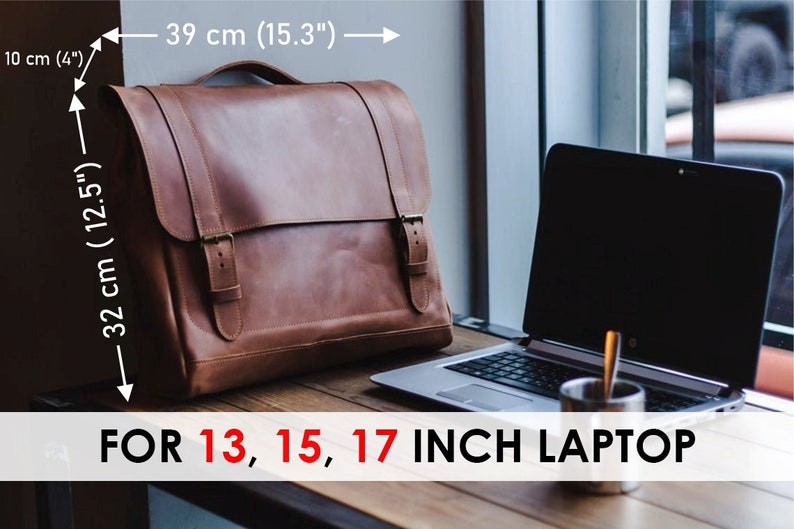 Laptop bag men,Leather anniversary gift for him,Leather satchel men,Personalized leather bag for man image 3