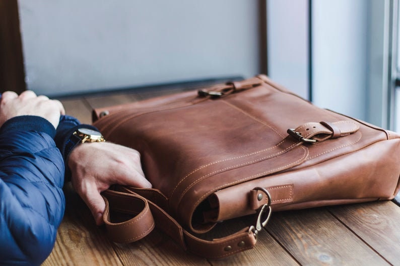 Laptop bag men,Leather anniversary gift for him,Leather satchel men,Personalized leather bag for man image 8