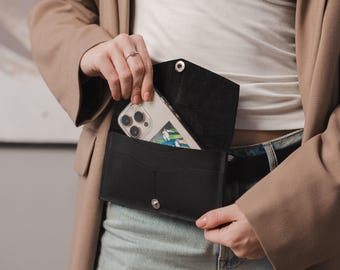 Leather belt wallet, Leather belt phone holder, Phone pouch for belt, Phone case for belt, Personalized belt phone case, iPhone belt case
