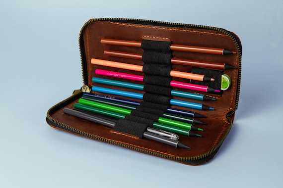 Leather pencil case,Leather pen holder,Leather pen case,Leather pouch,Brushes case,Artist leather case,Zipper pencil pouch,Pen pouch
