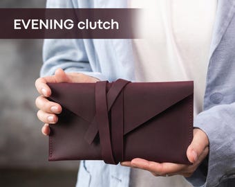 Liten clutchväska, vinröd clutchväska, telefonclutch med rem, läderclutchplånbok för kvinnor, kuvertclutchväska, specialdesignad clutchväska