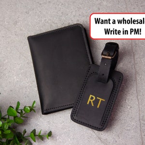 Travel set - Personalizaed Passport cover and luggage tag,Luggage tags and passport holder,Leather luggage tag,Custom passport holder