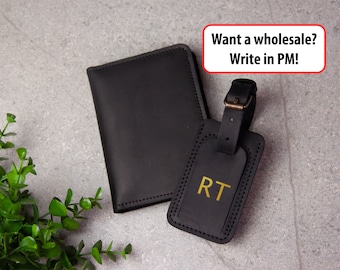 Travel set - Personalizaed Passport cover and luggage tag,Luggage tags and passport holder,Leather luggage tag,Custom passport holder