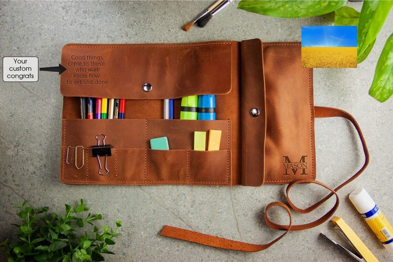 Pencil pouch teacher,Pencil bag with pockets,Custom pencil case,Graphic artist gift,Pencil storage pouch image 1