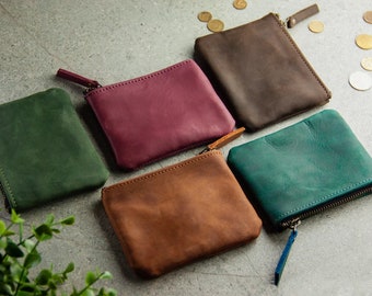 Leather pouch zipper, Custom coin pouch, Zippered coin purse, Coin pouch with zipper, Coin pouch wallet, Leather pouch with snap