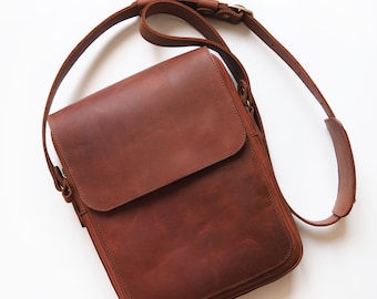 Leather ipad bag,Brown leather crossbody bag,Men's crossbody bag,Leather ipad case 9.7,Mens shoulder bag,iPad 10.5 shoulder bag,Satchel bag