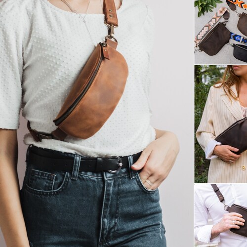 Personalized Leather Belt Bag Leather Fanny Pack Adjustable Etsy