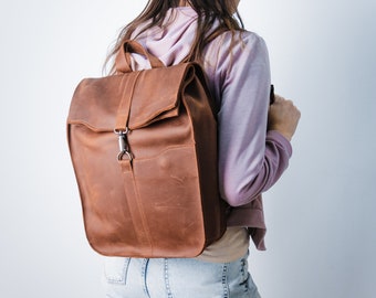 Backpack purse leather,Backpack purse women,Stylish backpack,City backpack,Cognac leather backpack,Personalized backpack,Work backpack
