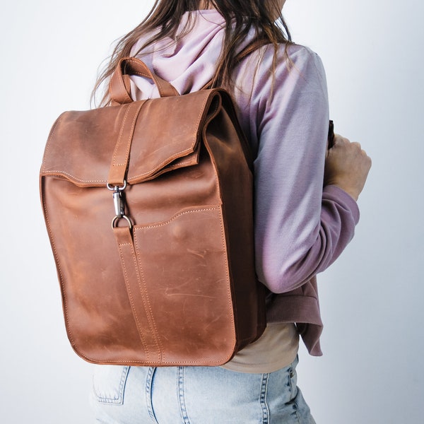 Backpack purse leather,Backpack purse women,Stylish backpack,City backpack,Cognac leather backpack,Personalized backpack,Work backpack