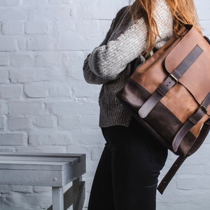 Women Backpack,Leather Backpack,Leather Rucksack,Brown Leather Rucksack,Laptop Rucksack image 2