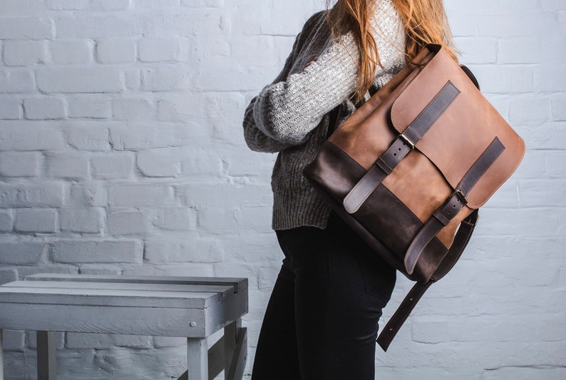 Women Backpack,Leather Backpack,Leather Rucksack,Brown Leather Rucksack,Laptop Rucksack image 2
