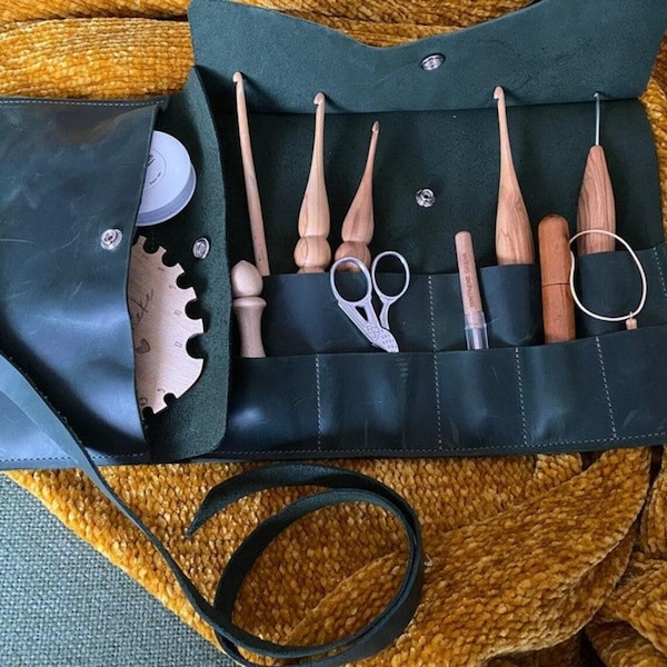 Uchwyt na narzędzia do szydełkowania, Prezent na narzędzia do szydełkowania, Etui na narzędzia do szydełkowania, Etui do szycia, Etui do haftowania, Etui na szydełko, Etui na szydełko