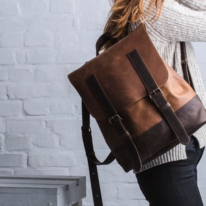 Women Backpack,Leather Backpack,Leather Rucksack,Brown Leather Rucksack,Laptop Rucksack image 1