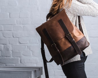 Women Backpack,Leather Backpack,Leather Rucksack,Brown Leather Rucksack,Laptop Rucksack