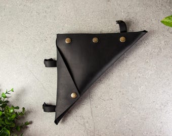 Leather bike bag,Leather bicycle bag,Leather bicycle frame bag,Bike frame bag,Bicycle tool bag,Bike accessory,Bike tool bag