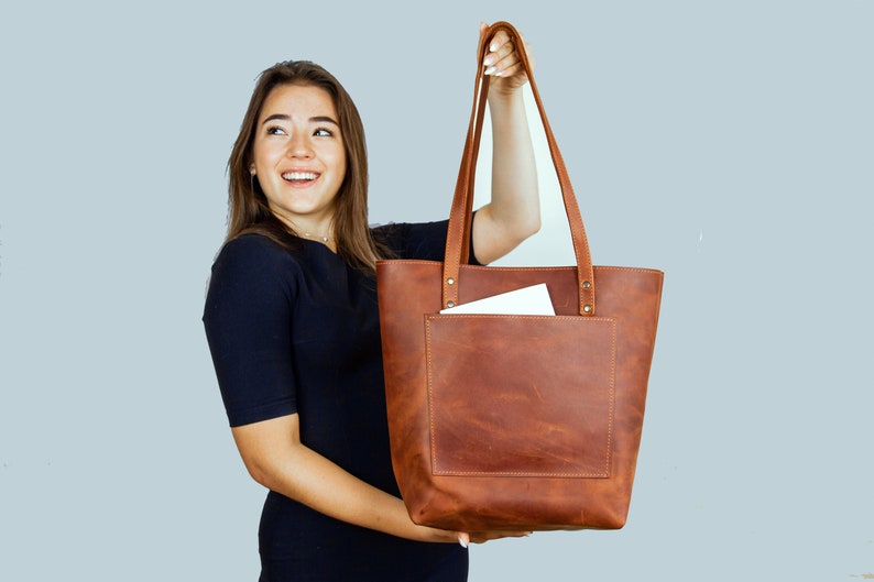 Leather tote bags for women,Tote bag,large leather tote bag,Brown leather tote,Laptop bag,Tote bag with pockets,Leather gifts for her image 8
