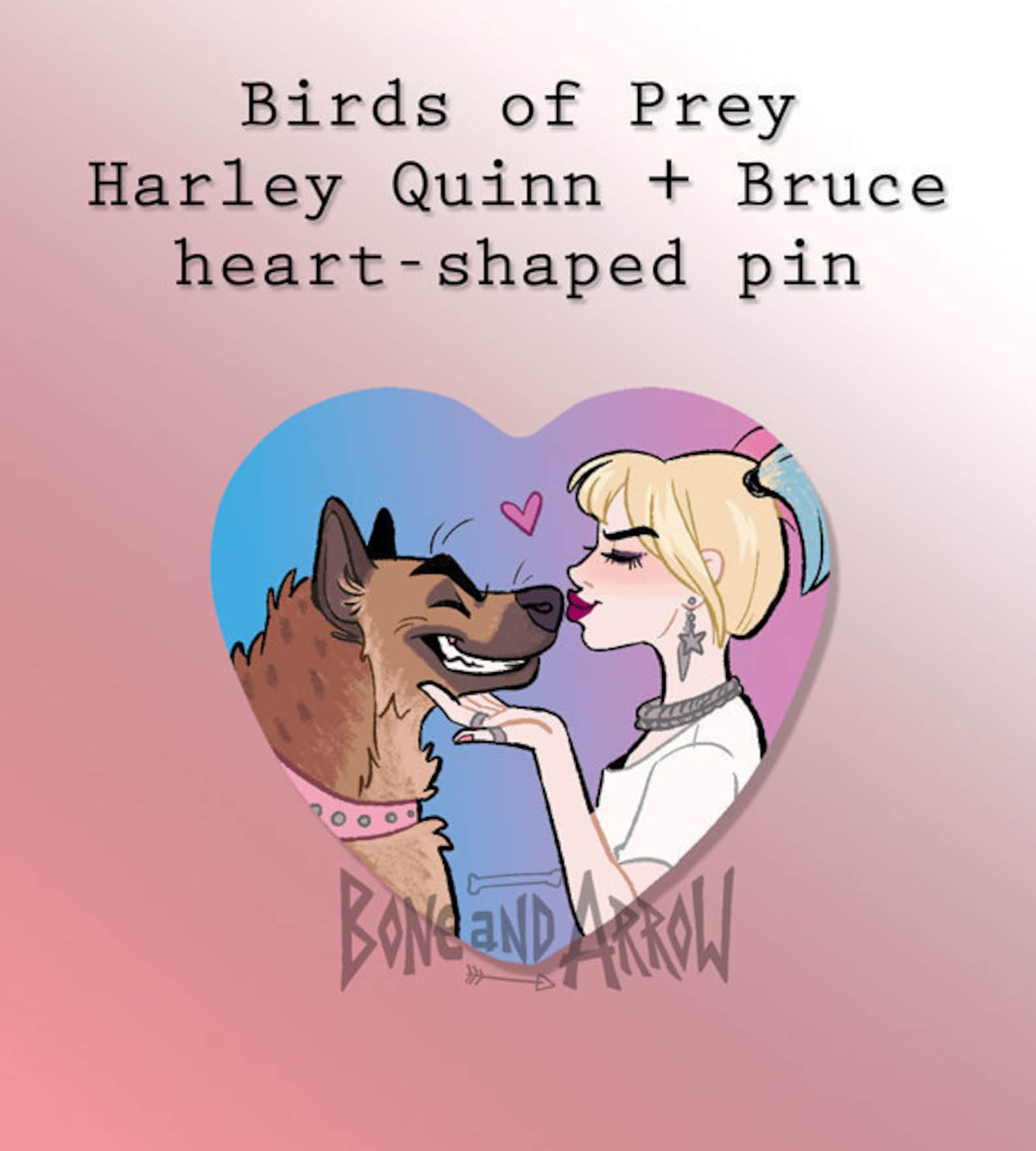 Birds of Prey Harley Quinn and Bruce the Hyena Heart-shaped - Etsy