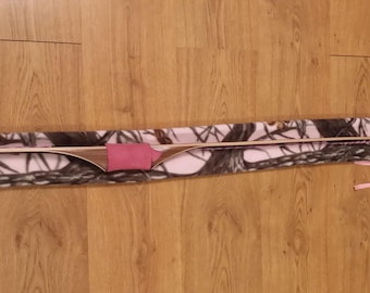 72" Pink Traditional Archery Pink Camo Soft Fleece Sock/Sleeve/Case Longbow Hunting Gear