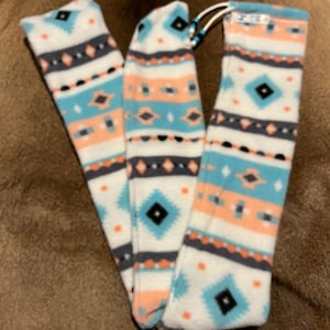 64" Soft Blue Aztec Fleece Sock/Sleeve/Case Recuver or Longbow Traditional Archery Hunting  or Shooting Southwest