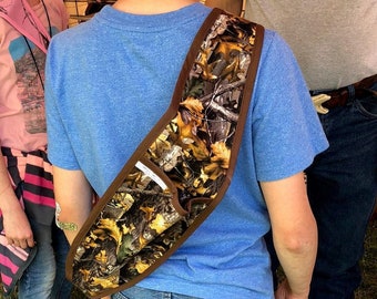 Back Quiver, Brown Camo Traditional Archery Youth Child Back Quiver for Arrows,  Handmade