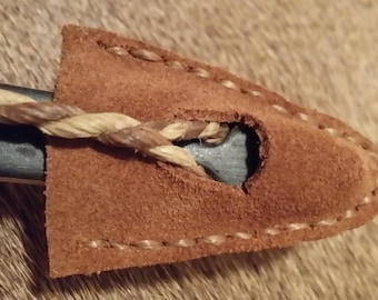 Recurve Tip Protector Brown suede leather Traditional Shooting Hunting Gear (Only one per order)