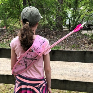 Back Quiver Pink or Brown Camo Archery Youth Child Back Quiver for Arrows,  Brown Camo Handmade
