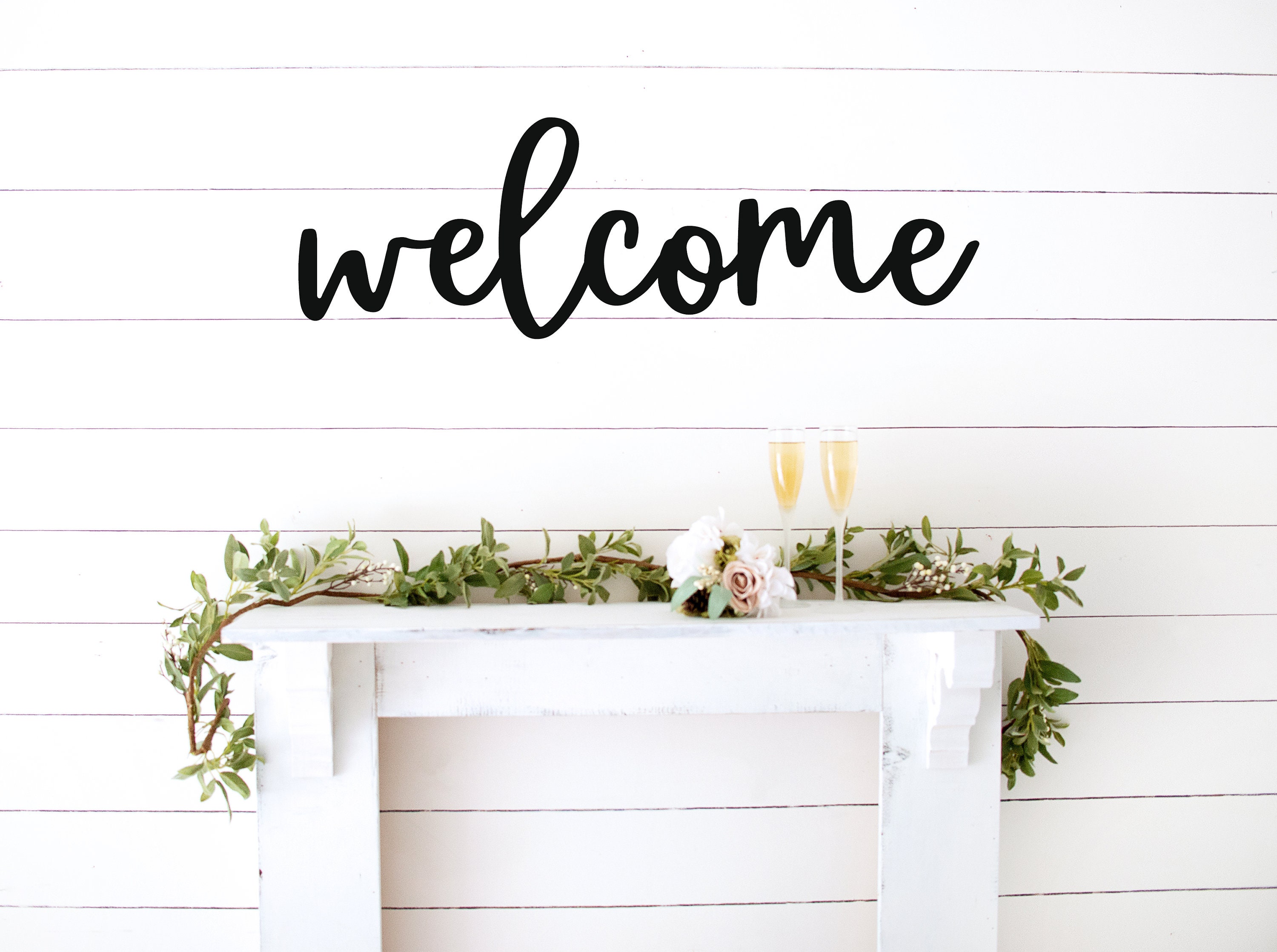 Welcome Wall Decal Farmhouse Wall Decal Entryway Vinyl Etsy