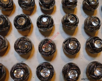 24 antique glass buttons rhinestone