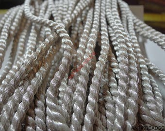 7 m Silber Metall cord schöne Weinlese auf Seele aus Baumwolle