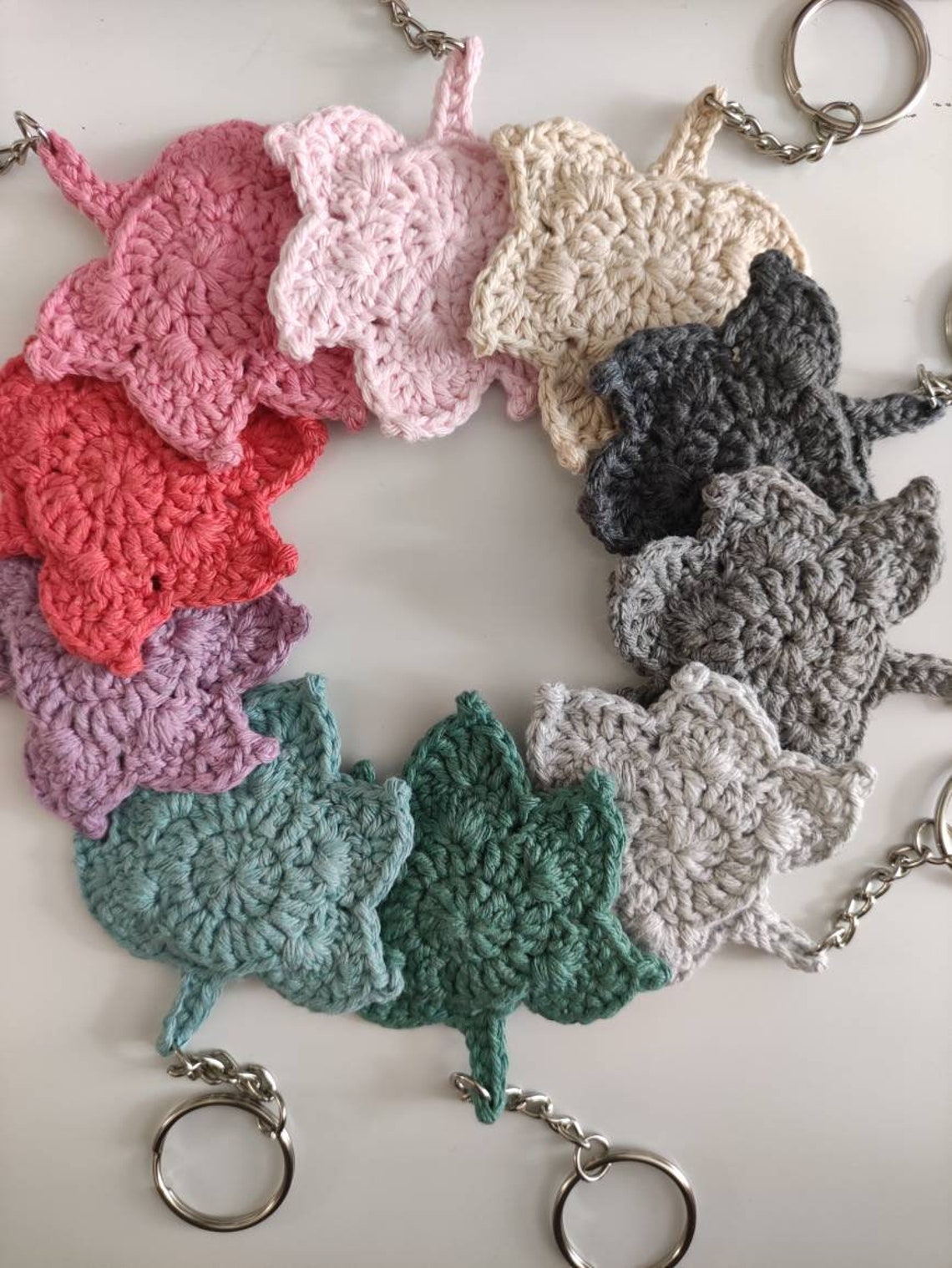 Keyring Crochet key ring with coin or token pocket for Etsy