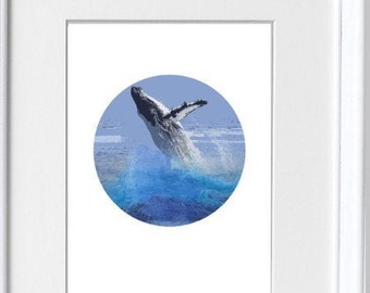 Whale Print, Ocean Animal Prints, Sea Creature, Beach, Coastal, Sea Art, Ocean Wall Art, Digital Print, Ocean Nursery Print, home decor, sea