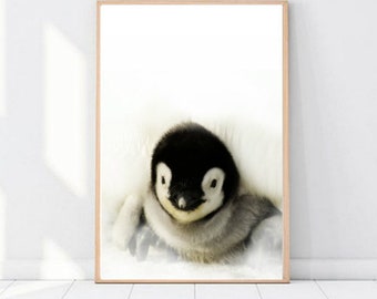 Penguin Print, Baby Animal Prints, Wall Art, Nursery Decor, Animal Wall Art, Digital Download, Penguin Gift, Snow, Hygge, Babies Room Poster