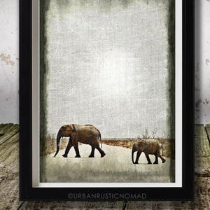 African Elephants weathered sepia digital print. Wall Art. Instant download. Savannah. Vintage. Africa. Animals. Home decor. Safari.
