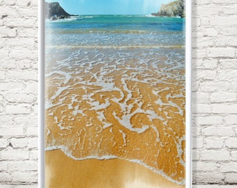 Beach Wall Art Print, Coastal Photography, Printable Digital Download, Large Wall Art, Ocean Water Waves, Minimalist Beach, Summer