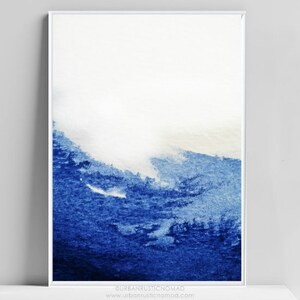 Watercolour Indigo, Navy, Blue Print, Wall Art, Minimalist, Abstract Watercolor, Home Decor Digital Print, Download, Hygge, Modern, Scandi