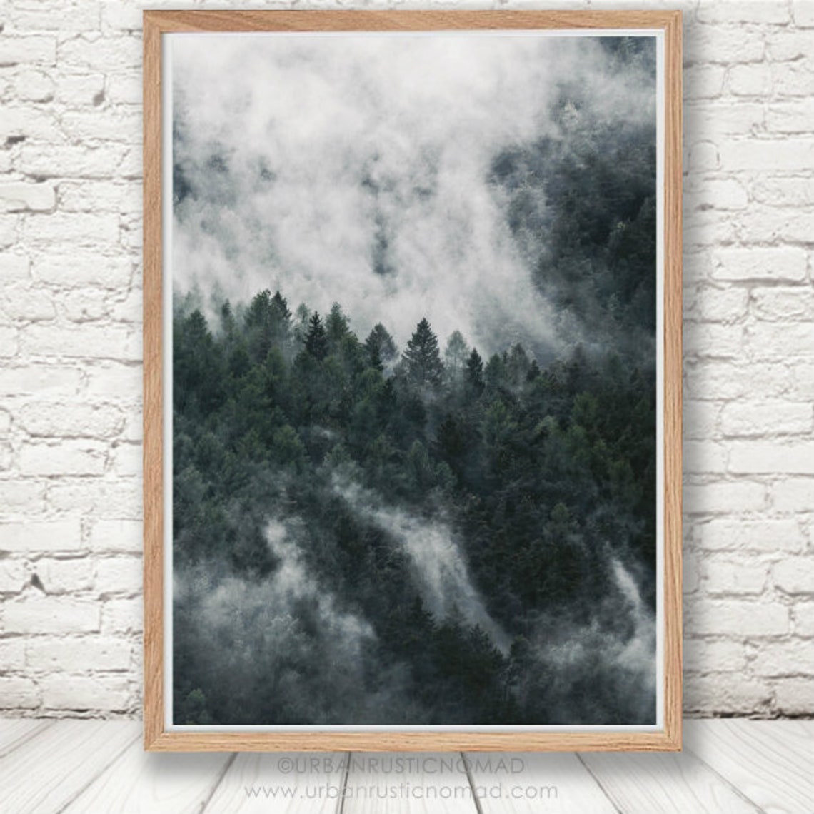 Misty Forest Pine Trees Wall Art Decor Nordic Print Poster - Etsy