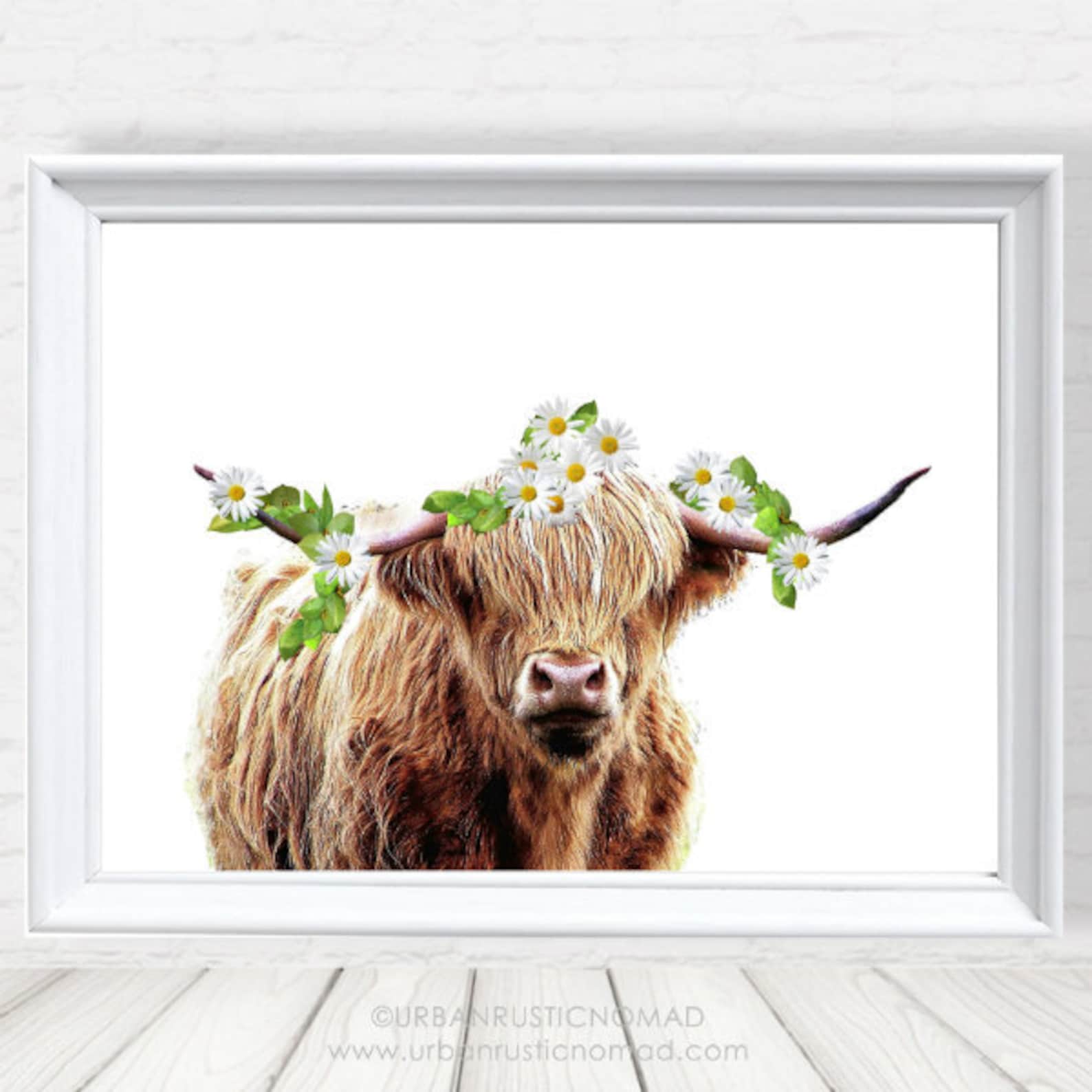 highland cow with flower crown highland cow with flower crown
