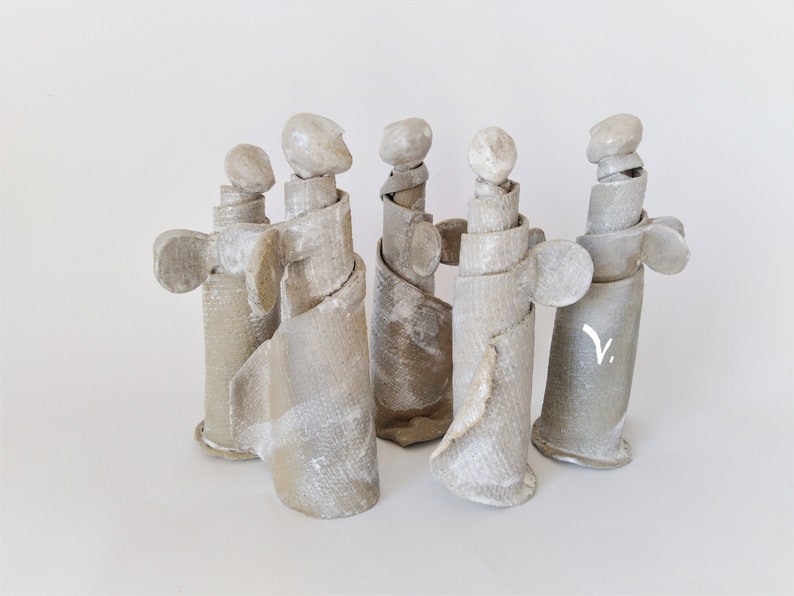 Home interior gifts. Unique handmade angel will act as a friend in your prayer Modern ceramic angel figurine