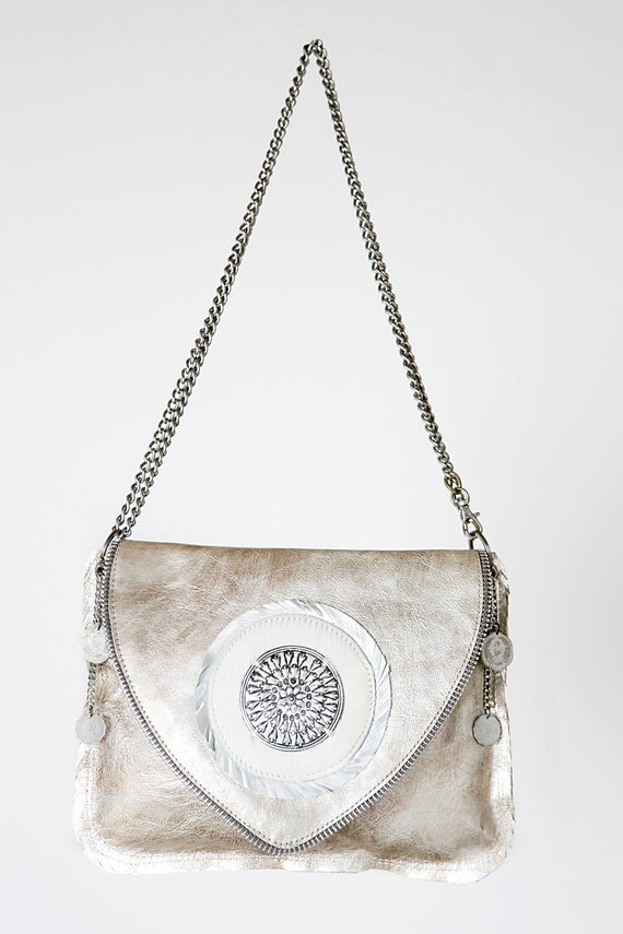The Angel Bag Handmade Leather Handbag in Metallic Gold | Etsy
