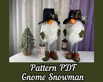 patron pdf nain scandinave bonhomme de neige décoration de noël grand nain avec pattes cadeau bonne année cadeau bricolage fait main + tutoriel vidéo gratuit