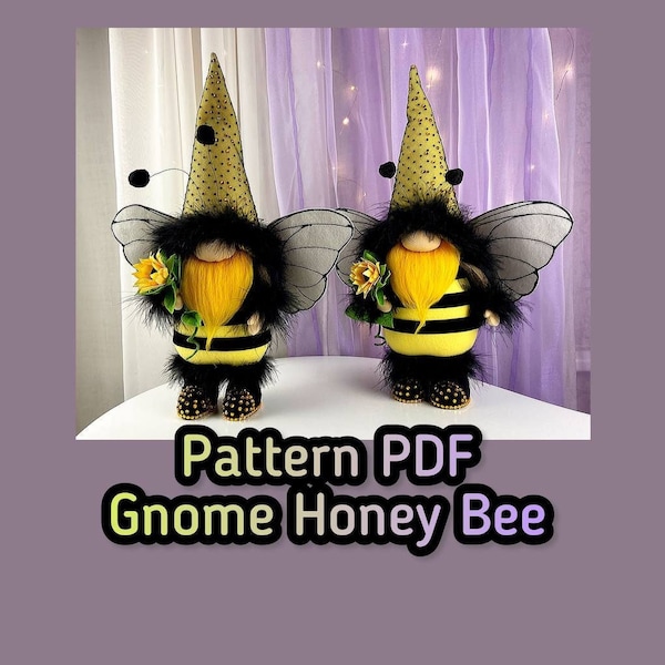 patrón pdf gnomo escandinavo miel abeja abejorro presente regalo DIY hecho a mano + video tutorial gratis