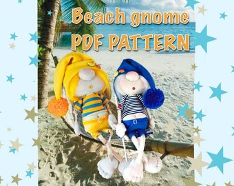 pattern pdf scandinavian beach gnome summer gnome DIY HandMade + pattern for chair chaise lounge + coloring book