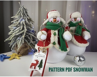 pattern pdf Snowman Christmas New Year, snowman in coat, snowman in a hat, snowman patterns to sew, snowman sewing pattern DIY HandMade