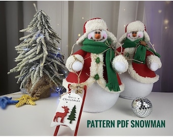 patron pdf Bonhomme de neige Noël Nouvel An DIY Fait main